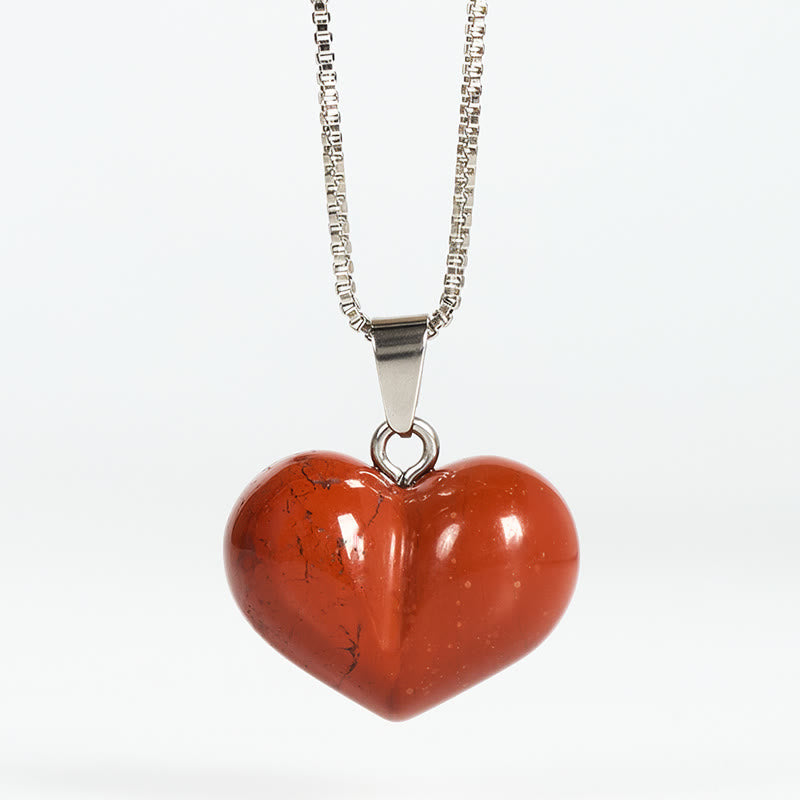 Fortune Jewel Heart Design Amethyst Topaz Pink Crystal Opal Tiger Eye White Crystal Red Jasper Amazonite Green Aventurine Black Obsidian Citrine Balance Necklace Pendant - Fortune Jewel