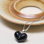 Fortune Jewel Heart Design Amethyst Topaz Pink Crystal Opal Tiger Eye White Crystal Red Jasper Amazonite Green Aventurine Black Obsidian Citrine Balance Necklace Pendant - Fortune Jewel