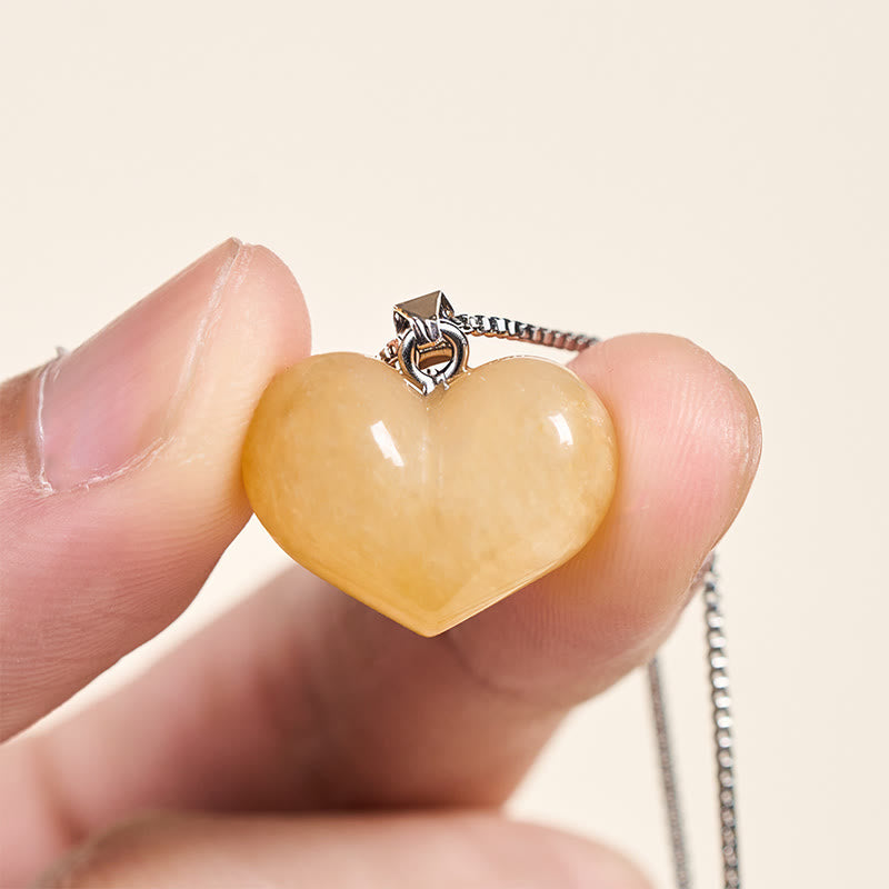 Fortune Jewel Heart Design Amethyst Topaz Pink Crystal Opal Tiger Eye White Crystal Red Jasper Amazonite Green Aventurine Black Obsidian Citrine Balance Necklace Pendant - Fortune Jewel
