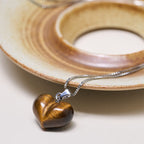 Fortune Jewel Heart Design Amethyst Topaz Pink Crystal Opal Tiger Eye White Crystal Red Jasper Amazonite Green Aventurine Black Obsidian Citrine Balance Necklace Pendant - Fortune Jewel