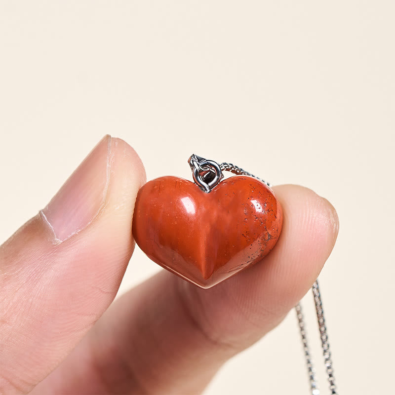 Fortune Jewel Heart Design Amethyst Topaz Pink Crystal Opal Tiger Eye White Crystal Red Jasper Amazonite Green Aventurine Black Obsidian Citrine Balance Necklace Pendant - Fortune Jewel