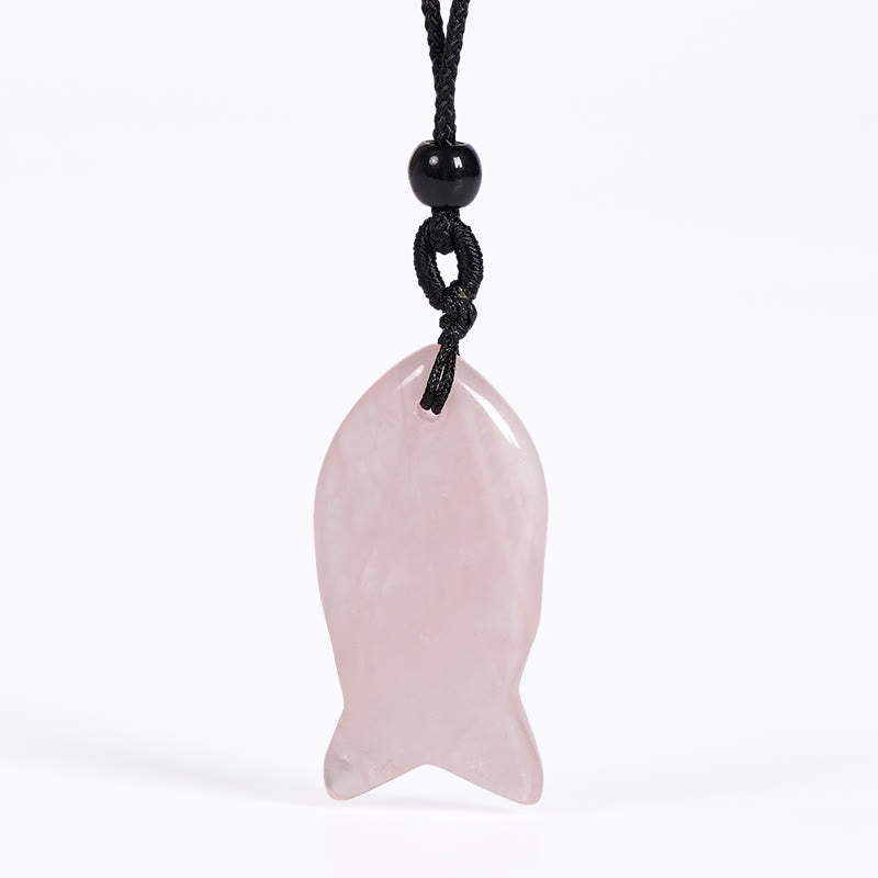 Fortune Jewel Koi Fish Pink Crystal Indian Agate Amethyst Topaz Red Jasper Success Warmth Necklace Pendant - Fortune Jewel