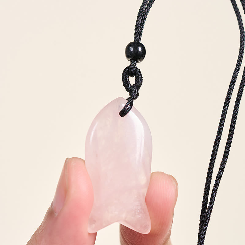 Fortune Jewel Koi Fish Pink Crystal Indian Agate Amethyst Topaz Red Jasper Success Warmth Necklace Pendant - Fortune Jewel