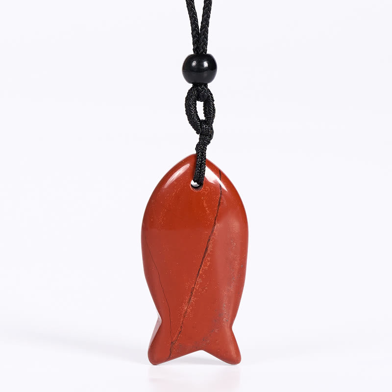 Fortune Jewel Koi Fish Pink Crystal Indian Agate Amethyst Topaz Red Jasper Success Warmth Necklace Pendant - Fortune Jewel