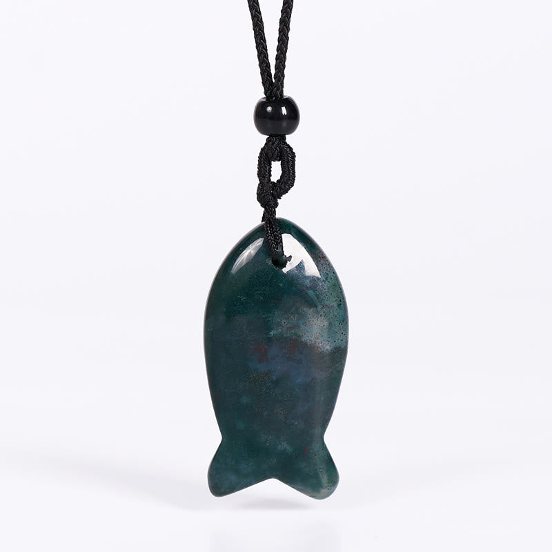 Fortune Jewel Koi Fish Pink Crystal Indian Agate Amethyst Topaz Red Jasper Success Warmth Necklace Pendant - Fortune Jewel