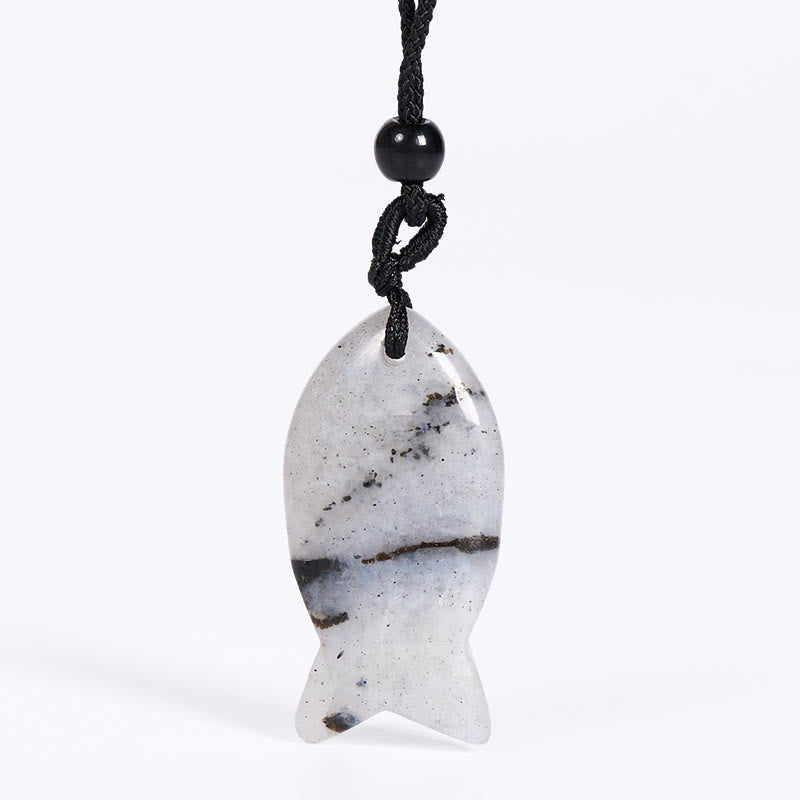 Fortune Jewel Koi Fish Pink Crystal Indian Agate Amethyst Topaz Red Jasper Success Warmth Necklace Pendant - Fortune Jewel