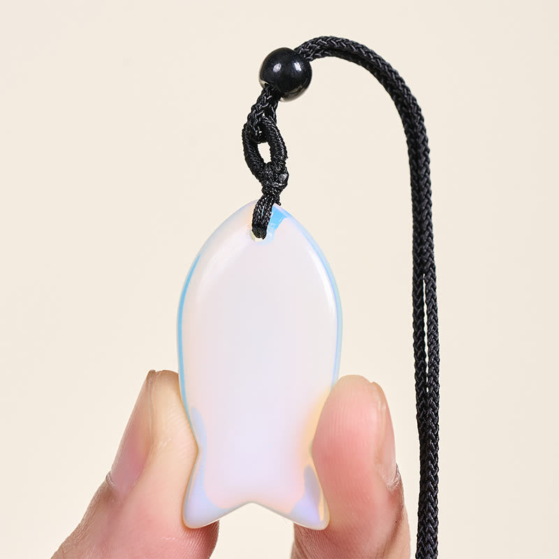 Fortune Jewel Koi Fish Pink Crystal Indian Agate Amethyst Topaz Red Jasper Success Warmth Necklace Pendant - Fortune Jewel