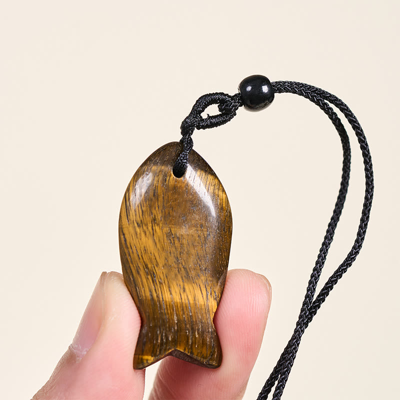Fortune Jewel Koi Fish Pink Crystal Indian Agate Amethyst Topaz Red Jasper Success Warmth Necklace Pendant - Fortune Jewel