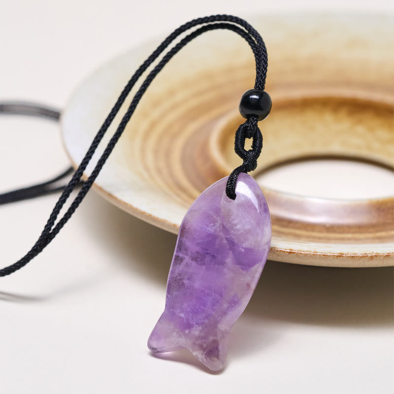 Fortune Jewel Koi Fish Pink Crystal Indian Agate Amethyst Topaz Red Jasper Success Warmth Necklace Pendant - Fortune Jewel