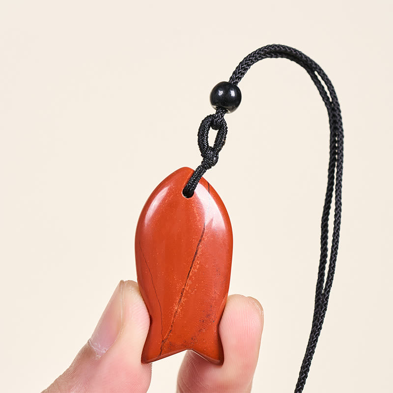 Fortune Jewel Koi Fish Pink Crystal Indian Agate Amethyst Topaz Red Jasper Success Warmth Necklace Pendant - Fortune Jewel