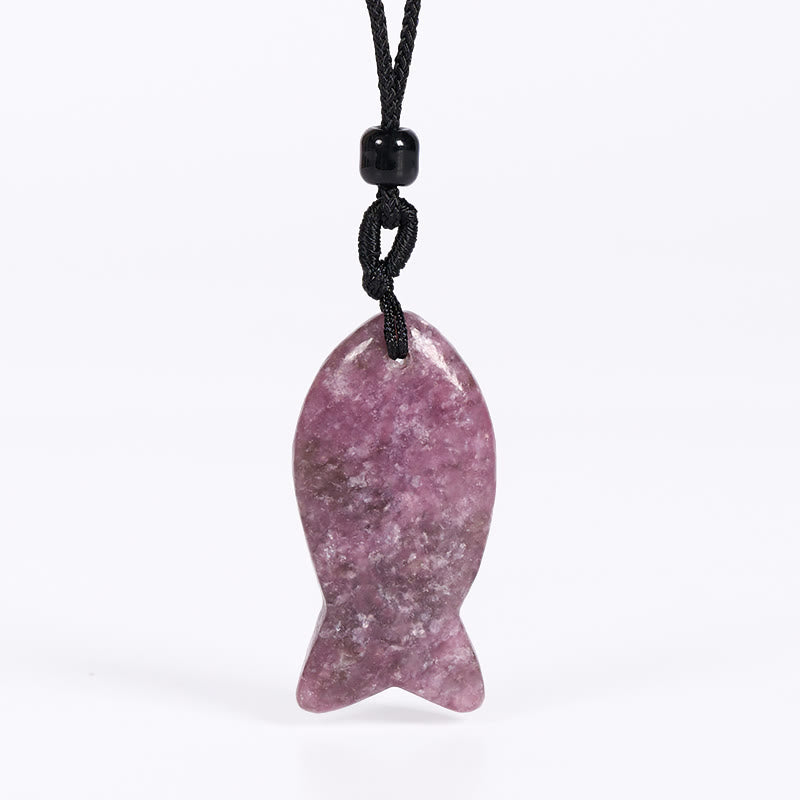 Fortune Jewel Koi Fish Pink Crystal Indian Agate Amethyst Topaz Red Jasper Success Warmth Necklace Pendant - Fortune Jewel