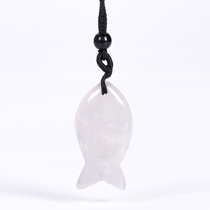 Fortune Jewel Koi Fish Pink Crystal Indian Agate Amethyst Topaz Red Jasper Success Warmth Necklace Pendant - Fortune Jewel