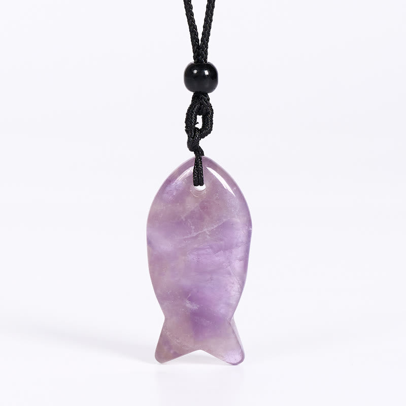 Fortune Jewel Koi Fish Pink Crystal Indian Agate Amethyst Topaz Red Jasper Success Warmth Necklace Pendant - Fortune Jewel