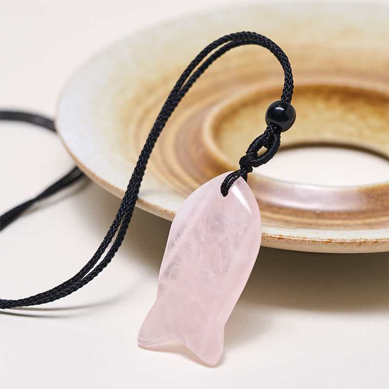 Fortune Jewel Koi Fish Pink Crystal Indian Agate Amethyst Topaz Red Jasper Success Warmth Necklace Pendant - Fortune Jewel