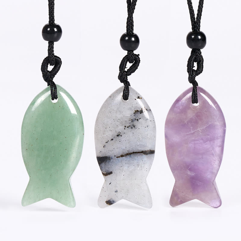 Fortune Jewel Koi Fish Pink Crystal Indian Agate Amethyst Topaz Red Jasper Success Warmth Necklace Pendant - Fortune Jewel