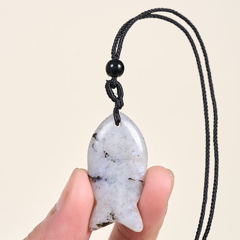 Fortune Jewel Koi Fish Pink Crystal Indian Agate Amethyst Topaz Red Jasper Success Warmth Necklace Pendant - Fortune Jewel