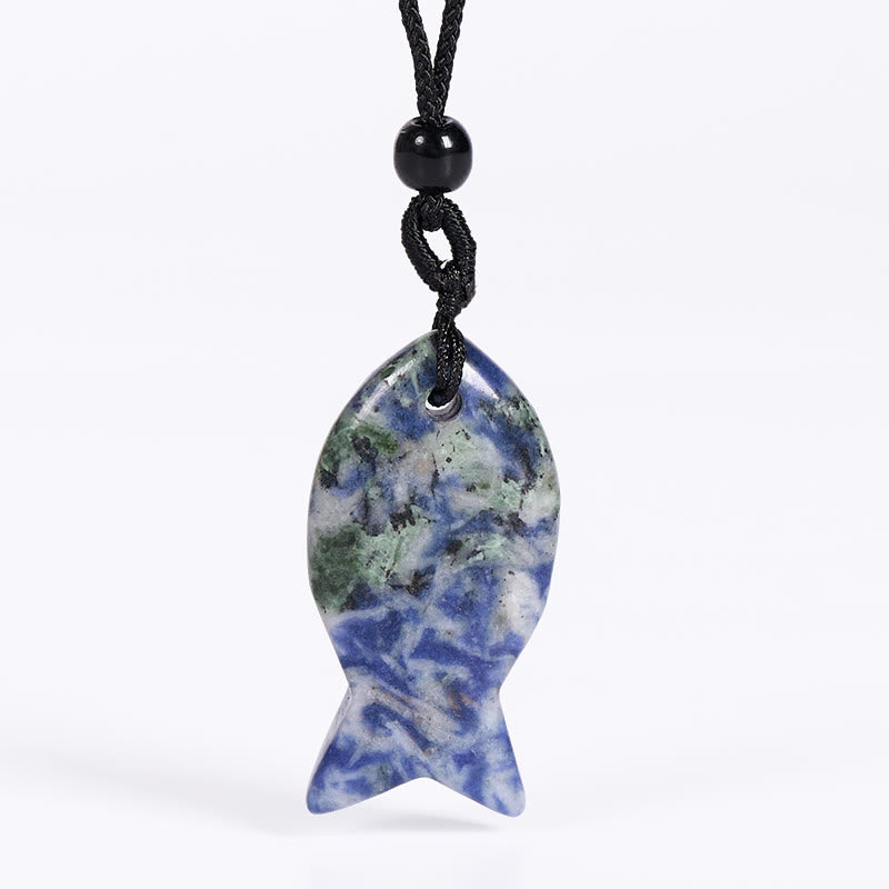 Fortune Jewel Koi Fish Pink Crystal Indian Agate Amethyst Topaz Red Jasper Success Warmth Necklace Pendant - Fortune Jewel