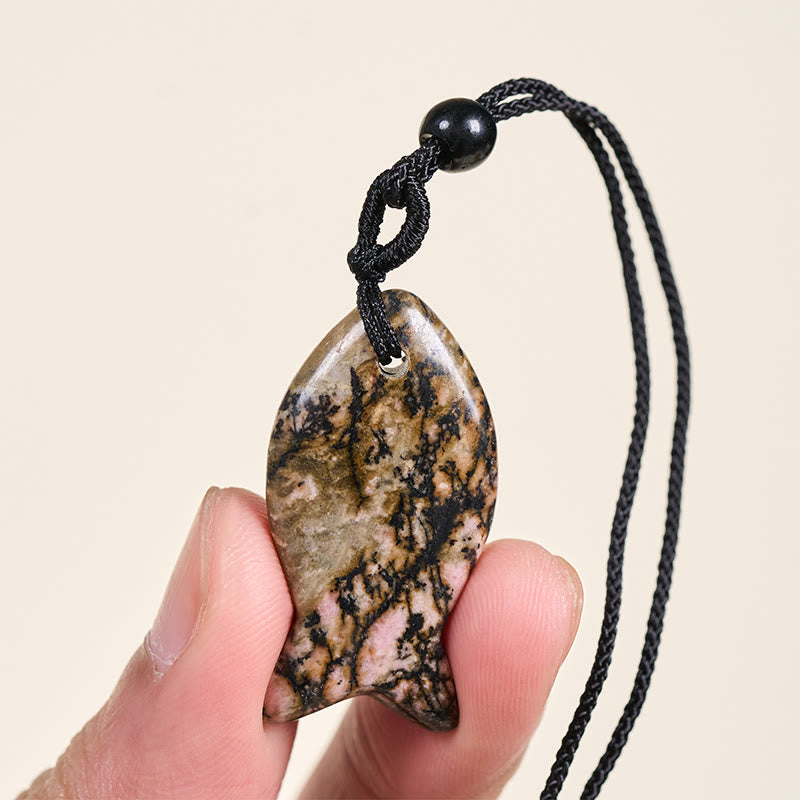 Fortune Jewel Koi Fish Pink Crystal Indian Agate Amethyst Topaz Red Jasper Success Warmth Necklace Pendant - Fortune Jewel
