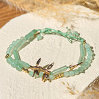 Fortune Jewel Bamboo Design Double Layer Green Aventurine Strength Balance Bracelet - Fortune Jewel