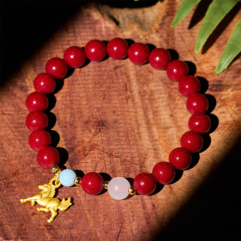 Fortune Jewel Year of the Horse Running Horse Charm Cinnabar Blessing Bracelet - Fortune Jewel