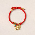 Fortune Jewel Year Of The Horse Copper Red String Fu Character Lotus Luck Bracelet - Fortune Jewel