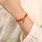 Fortune Jewel Year Of The Horse Copper Red String Fu Character Lotus Luck Bracelet - Fortune Jewel