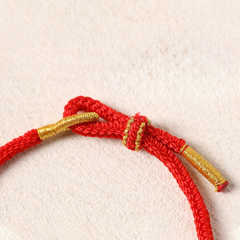 Fortune Jewel Year Of The Horse Copper Red String Fu Character Lotus Luck Bracelet - Fortune Jewel