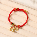 Fortune Jewel Year Of The Horse Copper Red String Fu Character Lotus Luck Bracelet - Fortune Jewel