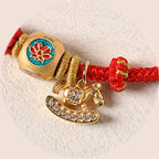 Fortune Jewel Year Of The Horse Copper Red String Fu Character Lotus Luck Bracelet - Fortune Jewel