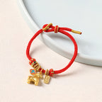 Fortune Jewel Year Of The Horse Copper Red String Fu Character Lotus Luck Bracelet - Fortune Jewel
