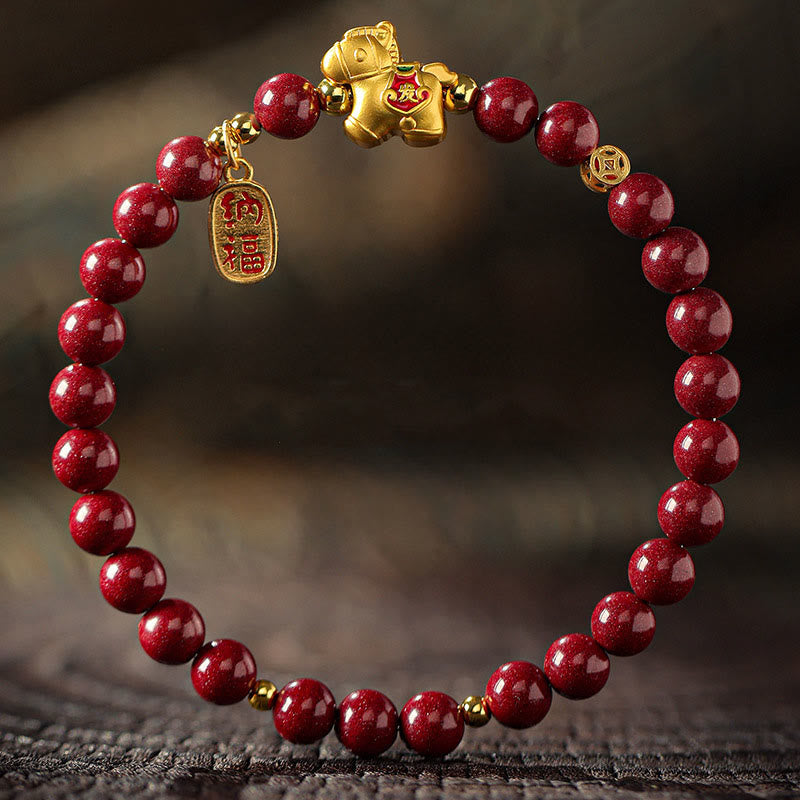 Fortune Jewel Year Of The Horse Cinnabar Blessing Bracelet - Fortune Jewel