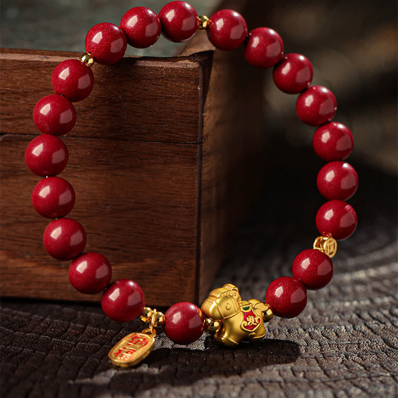 Fortune Jewel Year Of The Horse Cinnabar Blessing Bracelet - Fortune Jewel