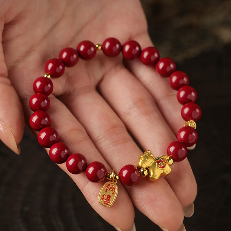 Fortune Jewel Year Of The Horse Cinnabar Blessing Bracelet - Fortune Jewel