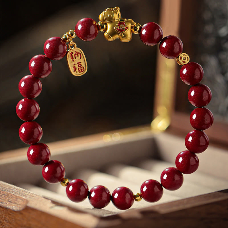 Fortune Jewel Year Of The Horse Cinnabar Blessing Bracelet - Fortune Jewel