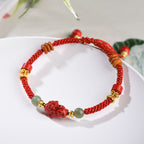 Fortune Jewel Year Of The Horse Cinnabar Hetian Jade Red String Blessing Bracelet - Fortune Jewel
