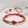 Fortune Jewel Year Of The Horse Cinnabar Hetian Jade Red String Blessing Bracelet - Fortune Jewel