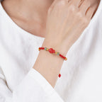 Fortune Jewel Year Of The Horse Cinnabar Hetian Jade Red String Blessing Bracelet - Fortune Jewel