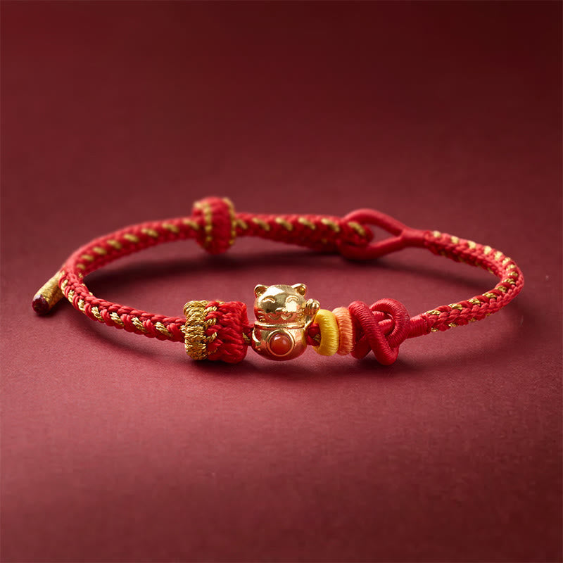 Fortune Jewel Cat Copper Red String Luck Bracelet - Fortune Jewel
