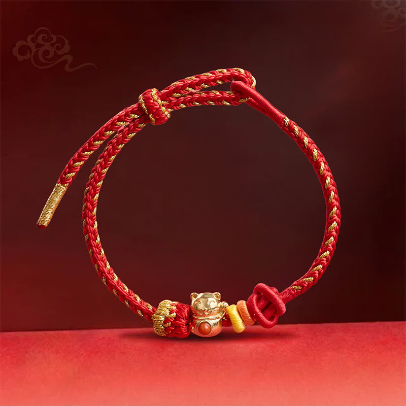 Fortune Jewel Cat Copper Red String Luck Bracelet - Fortune Jewel