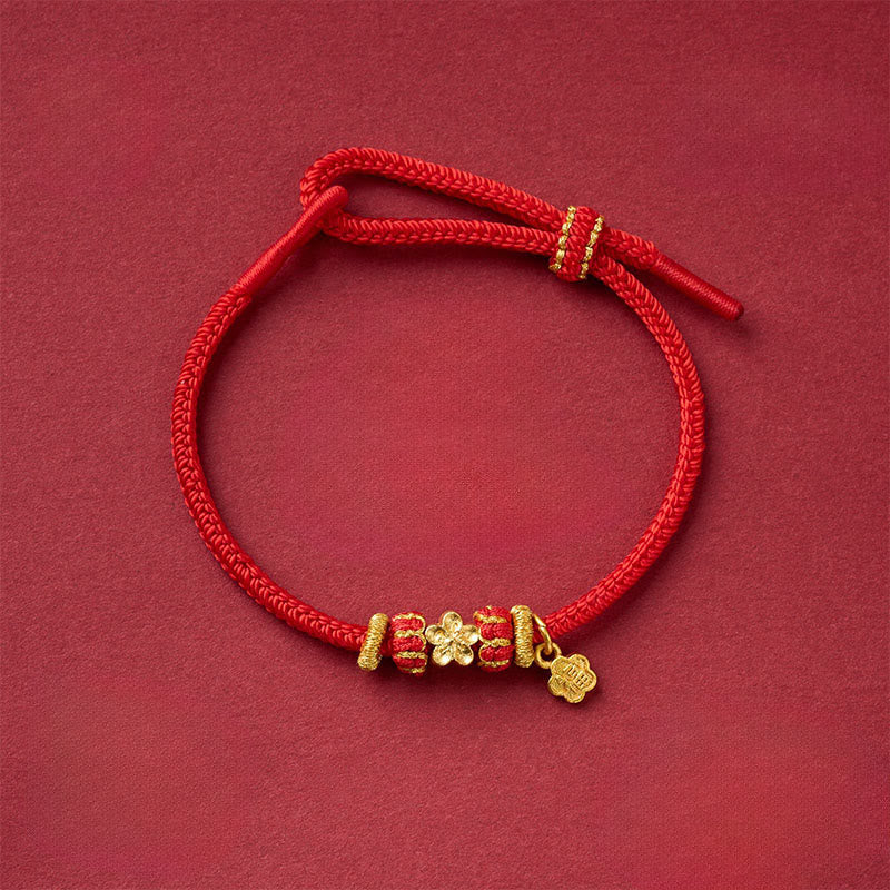 Fortune Jewel Om Mani Padme Hum Fu Character Copper Red String Luck Bracelet - Fortune Jewel