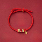 Fortune Jewel Om Mani Padme Hum Fu Character Copper Red String Luck Bracelet - Fortune Jewel