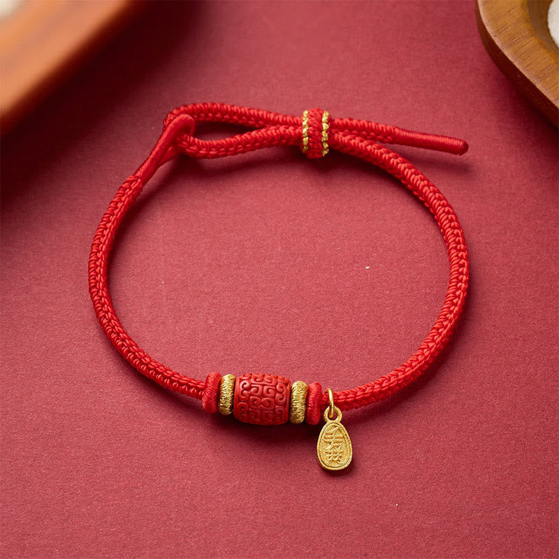 Fortune Jewel Om Mani Padme Hum Fu Character Copper Red String Luck Bracelet - Fortune Jewel