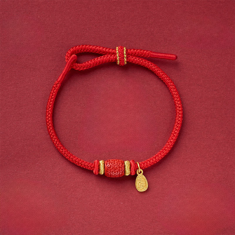 Fortune Jewel Om Mani Padme Hum Fu Character Copper Red String Luck Bracelet - Fortune Jewel