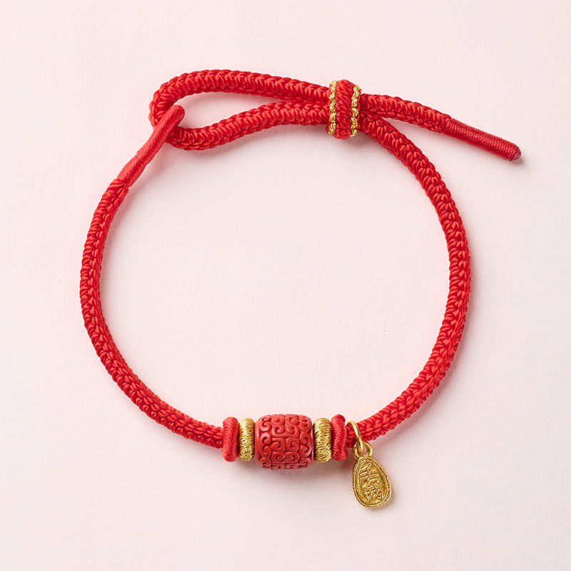 Fortune Jewel Om Mani Padme Hum Fu Character Copper Red String Luck Bracelet - Fortune Jewel