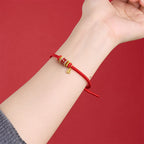 Fortune Jewel Om Mani Padme Hum Fu Character Copper Red String Luck Bracelet - Fortune Jewel