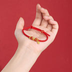 Fortune Jewel Om Mani Padme Hum Fu Character Copper Red String Luck Bracelet - Fortune Jewel