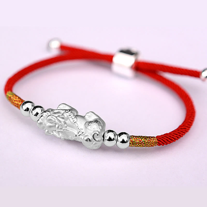 Fortune Jewel 24K Gold-Plated PiXiu Luck Red String Bracelet