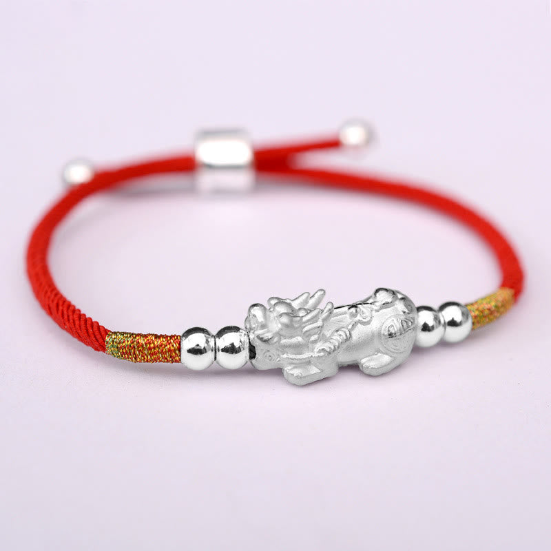 Fortune Jewel 24K Gold-Plated PiXiu Luck Red String Bracelet