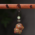 Fortune Jewel "Hoping You Have a Joyful Year" Year of the Horse Rainbow Eucalyptus Small Leaf Red Sandalwood Key Chain Includes Gift Message Card - Fortune Jewel