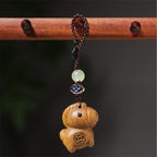 Fortune Jewel "Hoping You Have a Joyful Year" Year of the Horse Rainbow Eucalyptus Small Leaf Red Sandalwood Key Chain Includes Gift Message Card - Fortune Jewel